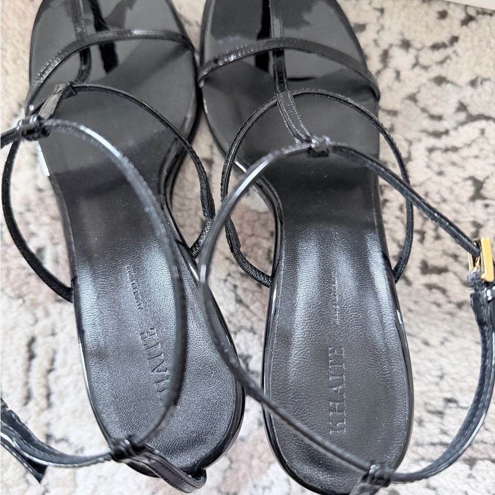 KHAITE Black Patent Strappy Stiletto Cage Sandals - Picture 4 of 12